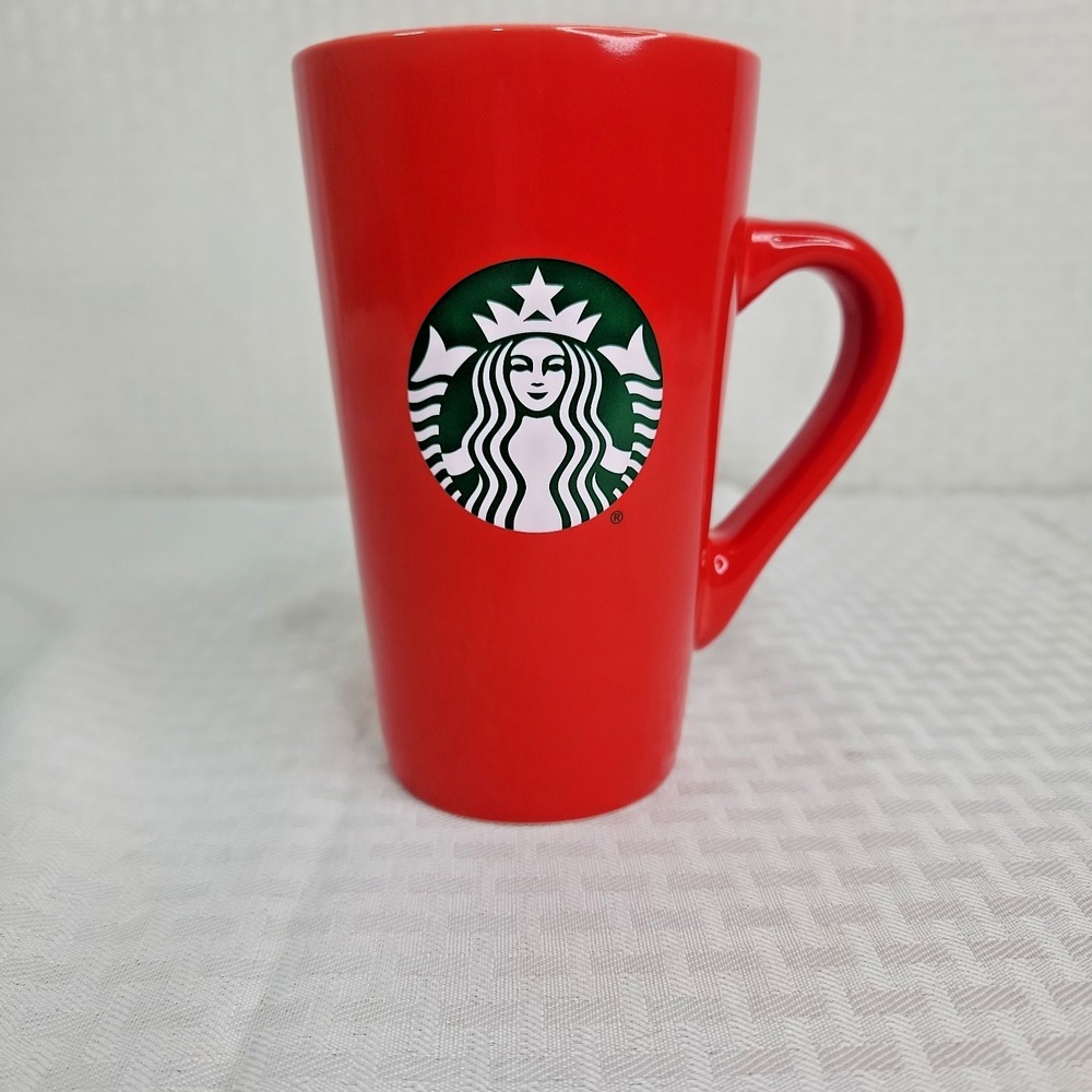 Starbucks Red Ceramic Coffee Mug 2024 Tall Latte Cup 12 oz Collectible Logo